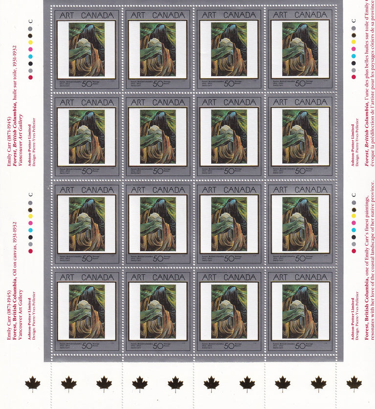 CANADA 1991 Full Pane of 16 50c Masterpieces Of Canadian Art SG 1421 #1310 MNH