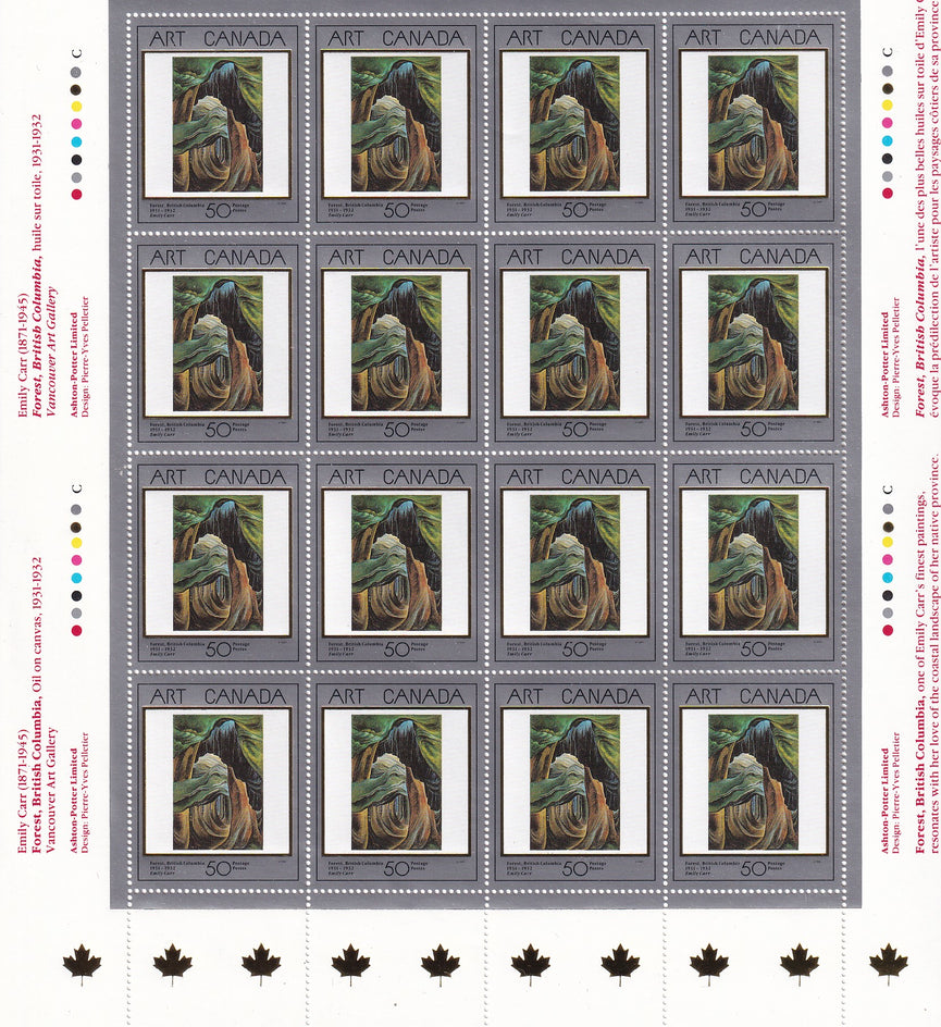 CANADA 1991 Full Pane of 16 50c Masterpieces Of Canadian Art SG 1421 #1310 MNH