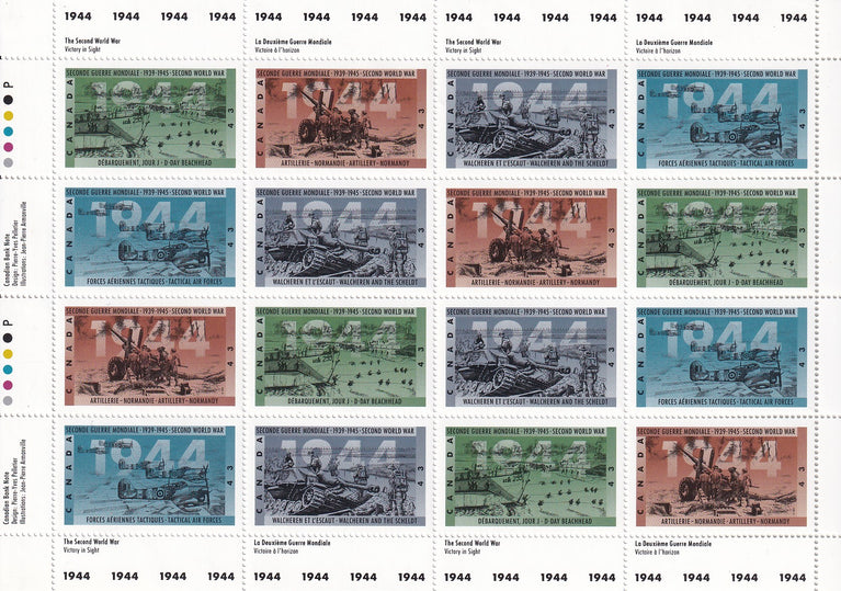 CANADA 1994 Full Pane of 146 43c Second World War SG 1621 - 1624 #1540a MNH
