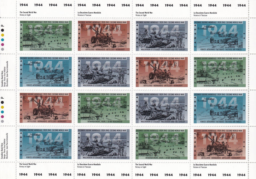 CANADA 1994 Full Pane of 146 43c Second World War SG 1621 - 1624 #1540a MNH