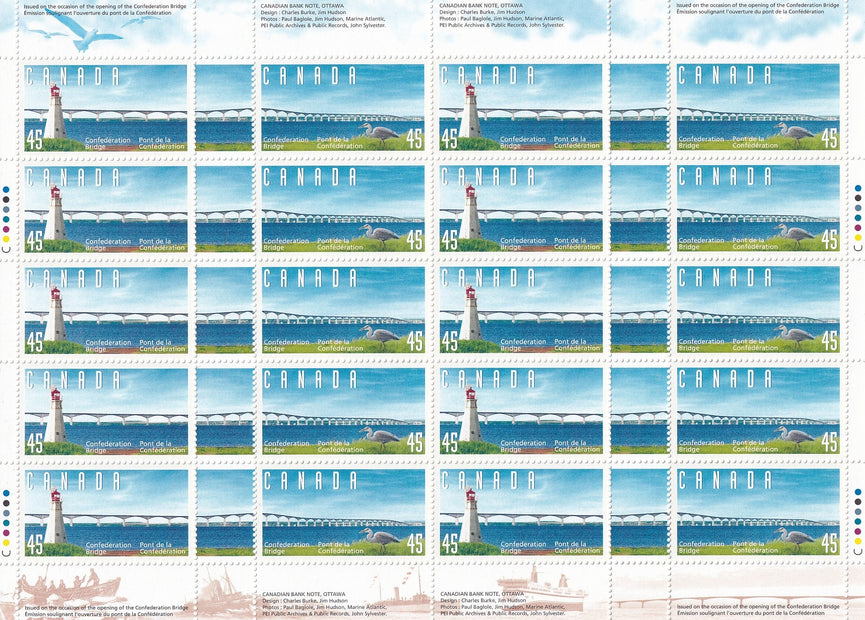CANADA 1997 Full Pane of 20 45c Confederation Bridge SG 1731 - 1732 #1646a MNH