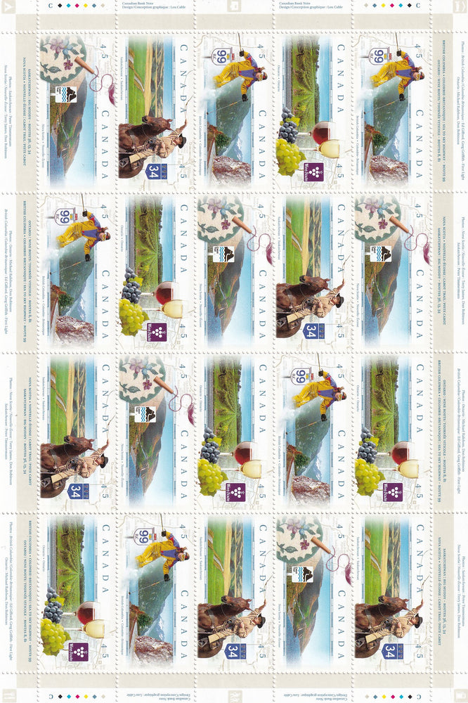 CANADA 1997 Full Pane of 16 45c Scenic Highways SG 1737 - 1740 #1653a MNH