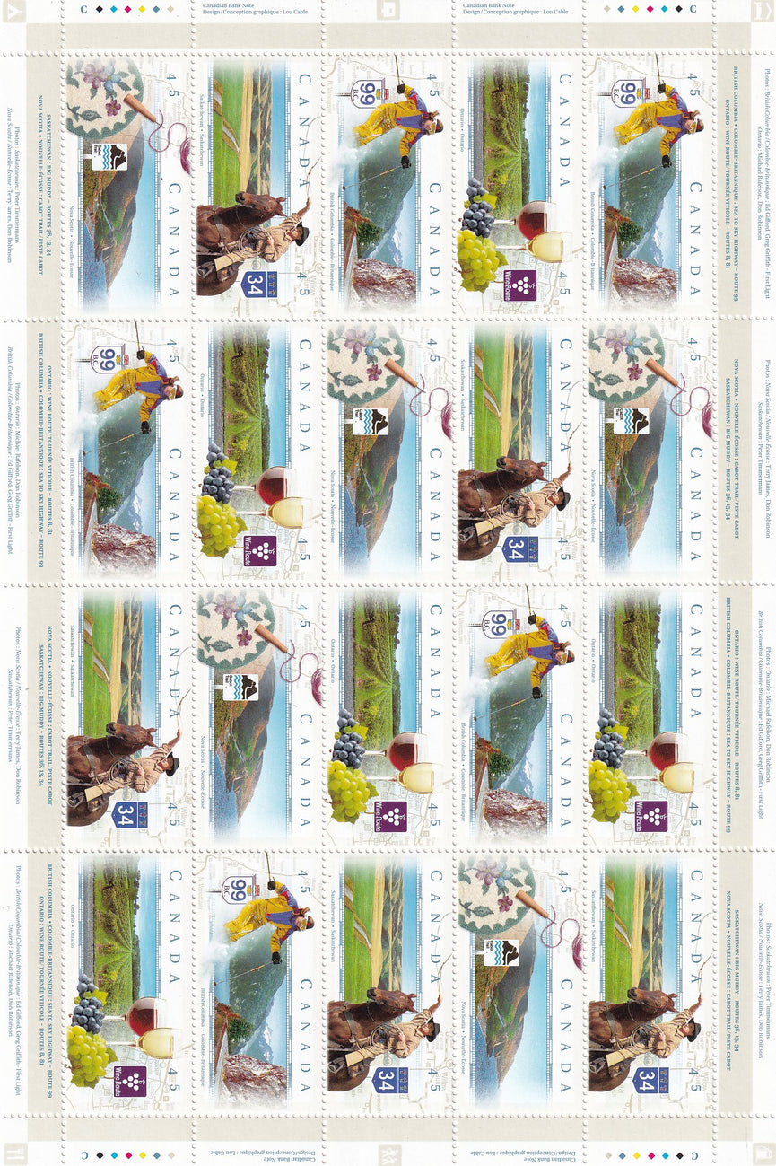 CANADA 1997 Full Pane of 16 45c Scenic Highways SG 1737 - 1740 #1653a MNH