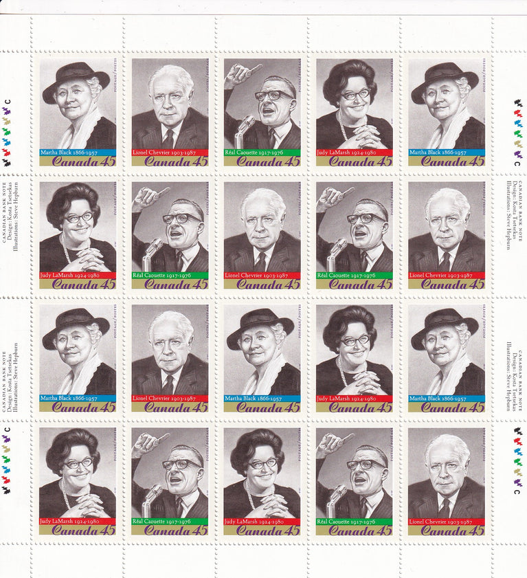 CANADA 1997 Full Pane of 20 45c Prominent Canadians SG 1748-1751 #1664a MNH