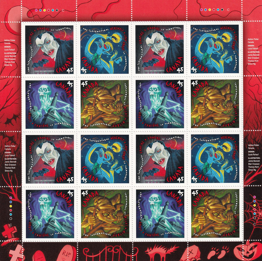 CANADA 1997 Full Pane of 16 45c The Supernatural SG 1752-1755 #1668a MNH