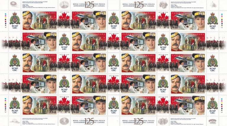 CANADA 1998 Full Pane of 20 45c 125th Anniversary RCMP SG 1806-1807 #1737a MNH