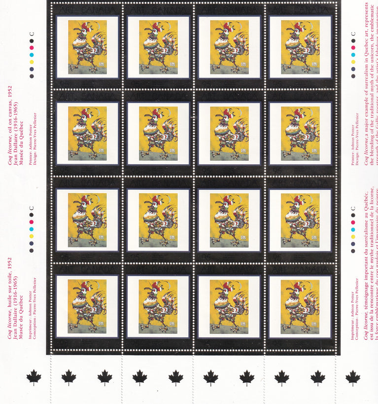 CANADA 1999 Full Pane of 16 95c Masterpieces Of Canadian Art SG 1825 #1800 MNH