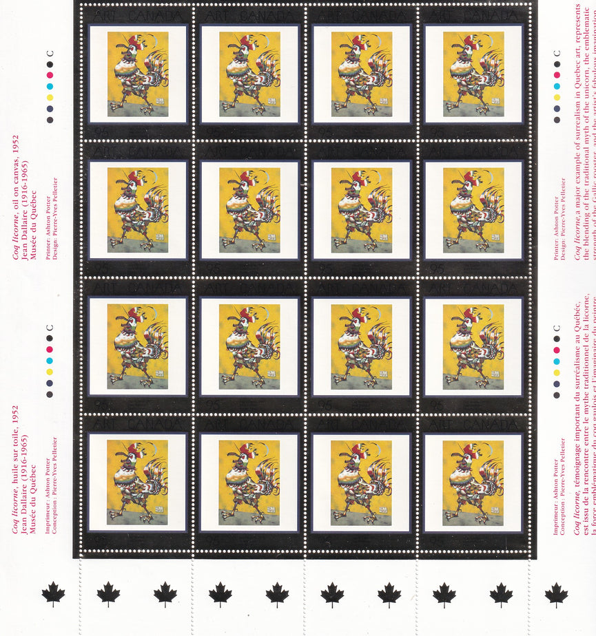 CANADA 1999 Full Pane of 16 95c Masterpieces Of Canadian Art SG 1825 #1800 MNH