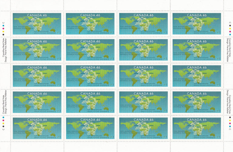 CANADA 1999 Full Pane of 20 46c Universal Postal Union SG 1919 #1806 MNH