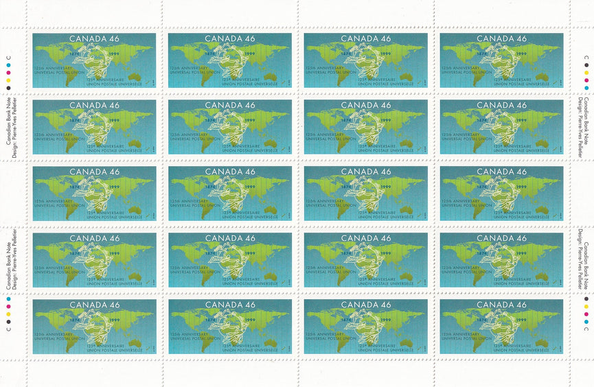 CANADA 1999 Full Pane of 20 46c Universal Postal Union SG 1919 #1806 MNH