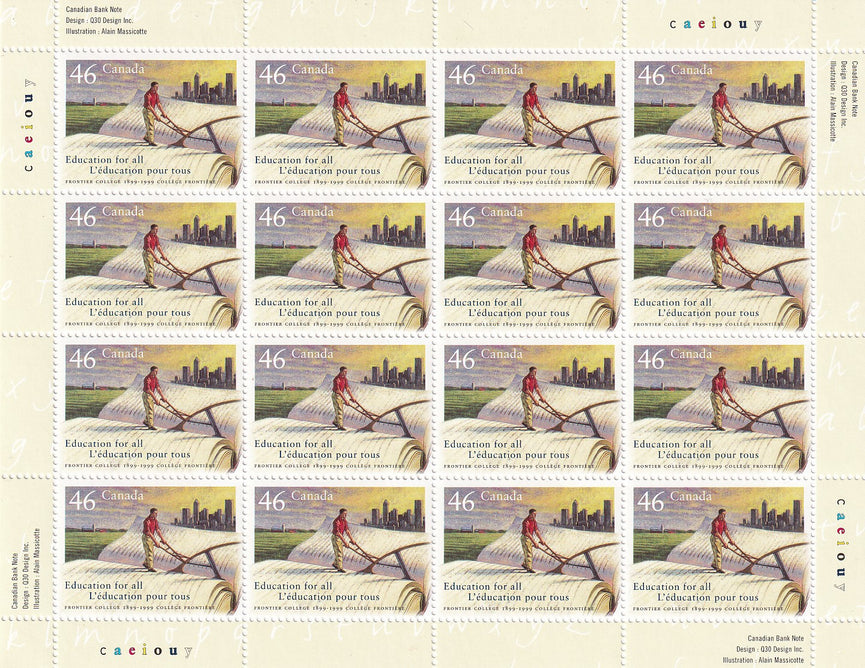 CANADA 1999 Full Pane of 16 46c Frontier College SG 1941 #1810 MNH