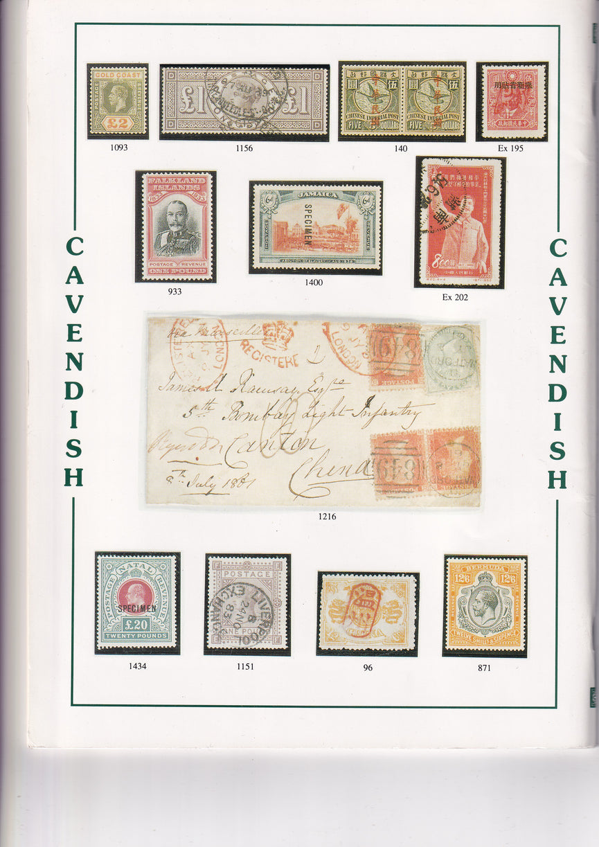 CAVENDISH 1994 SALE 482/483 ASIA including "THE GEOFF RIDDLE CHINA" & WORLDWIDE