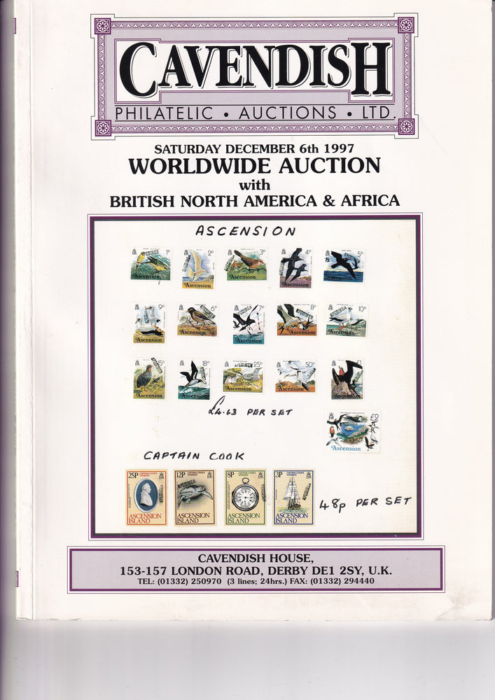CAVENDISH 1997 SALE 532/533 WORLDWIDE AUCTION with BRITISH NORTH AMERICA & AFRICA