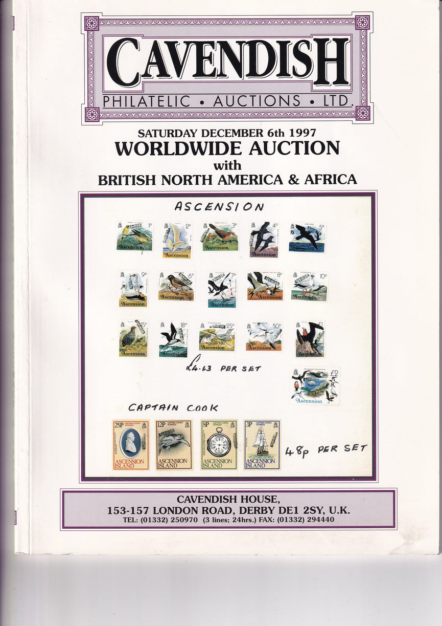 CAVENDISH 1997 SALE 532/533 WORLDWIDE AUCTION with BRITISH NORTH AMERICA & AFRICA