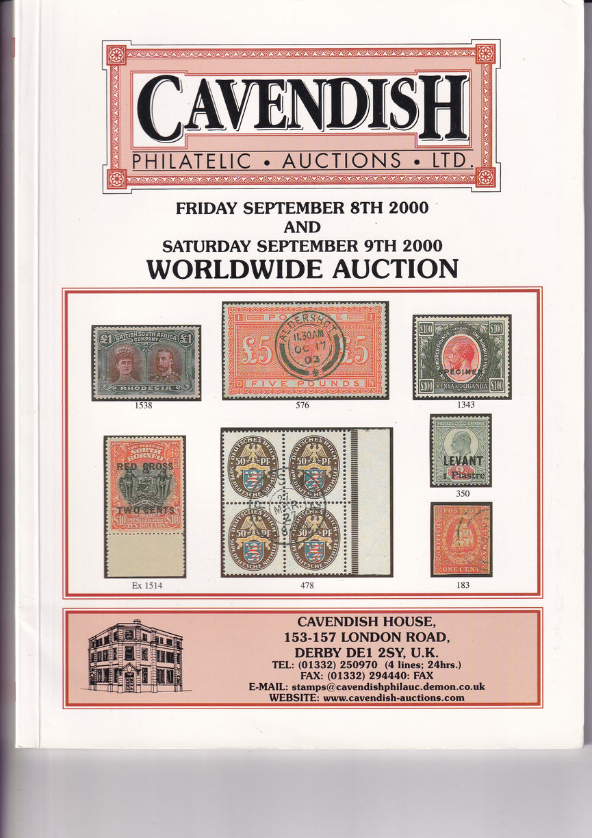 CAVENDISH 2000 SALE 589 SEPTEMBER 8th & 9th  2000 WORLDWIDE AUCTION