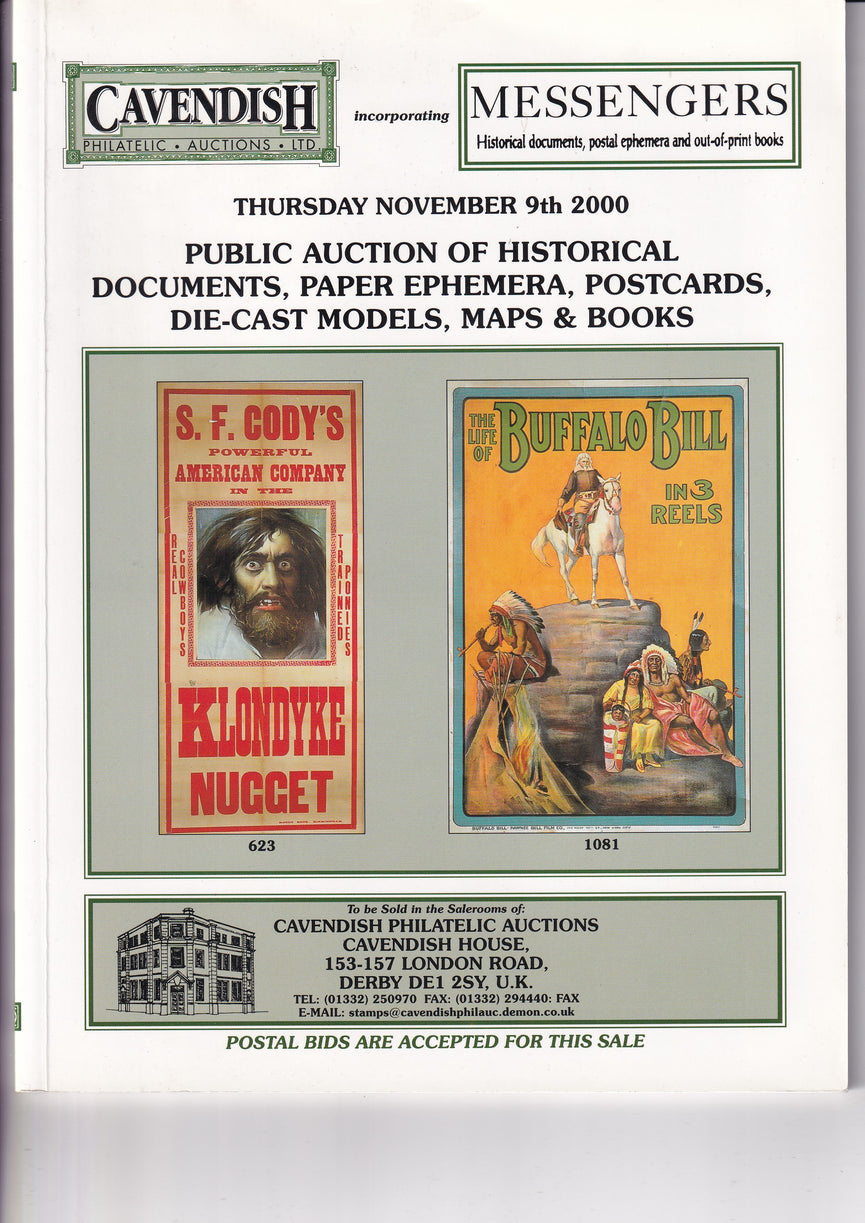 CAVENDISH 2000 SALE 592 NOV 9th HISTORICAL DOCUMENTS, PAPER EPHEMRA, POSTCARDS & MAPS