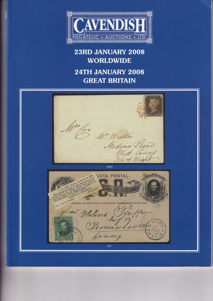 CAVENDISH 2008 SALE 701 JAN 23rd & 24th WORLDWIDE & GREAT BRITAIN