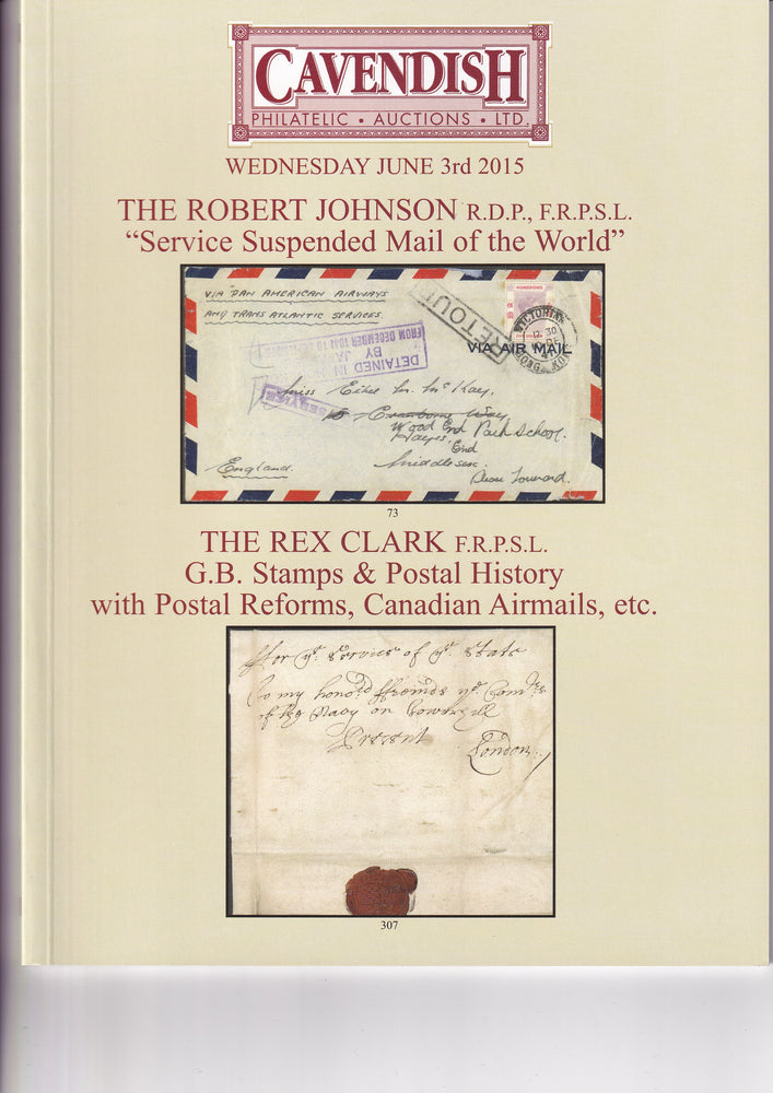 CAVENDISH 2015 SALE 776 JUN 3rd THE ROBERT JOHNSON Service Suspended Mail of theWorld