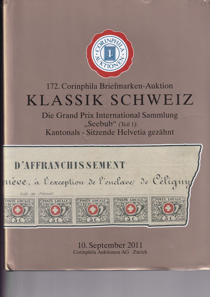 CORINPHILA 172 CLASSIC SWITZERLAND THE SEEBUB GRAND PRX INTERNATIONAL COLLECTION
