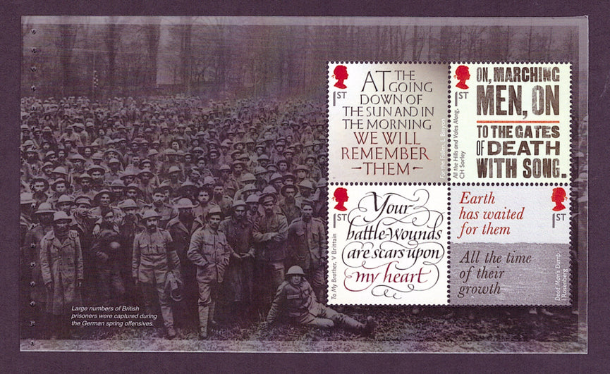 GB 2018 SG 3627b Centenary of  the First World War Commemorative's From DY26