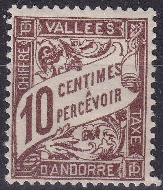 FRENCH ANDORRA SG FD98 1937 10c Brown MM