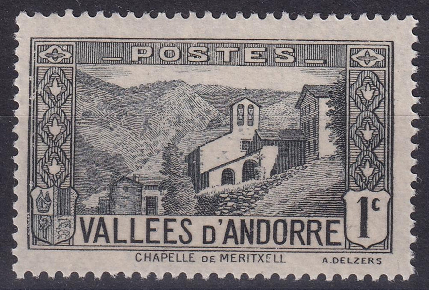 FRENCH ANDORRA SG F24 1932 1c Slate MNH