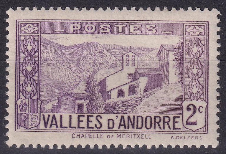 FRENCH ANDORRA SG F25 1932 2c Reddish-Violet MNH