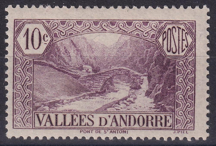 FRENCH ANDORRA SG F28 1932 10c Reddish-Lilac MM