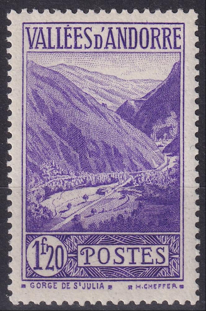 FRENCH ANDORRA SG F55 1942 1f.20 Bright-Violet MNH