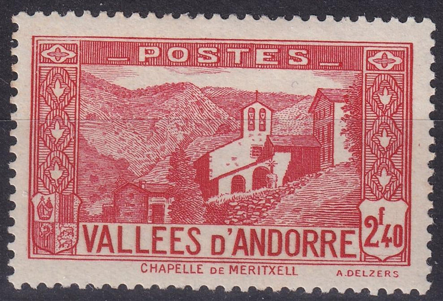 FRENCH ANDORRA SG F68 1942 2f.40 Vermilion MM
