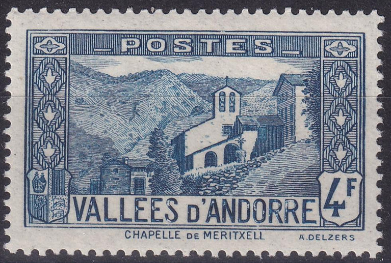 FRENCH ANDORRA SG F73 1942 4f. Deep-Blue MNH