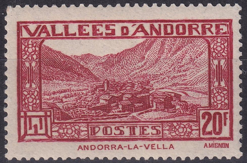 FRENCH ANDORRA SG F79a 1942 20f Red MM