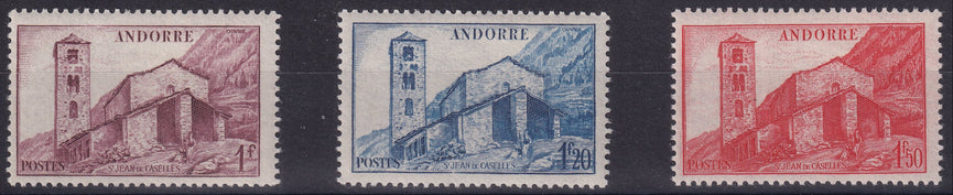 FRENCH ANDORRA SG F105 - 107 1944 1f - 3f  MM