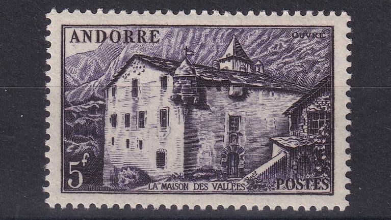 FRENCH ANDORRA SG F121 1951 5f Deep-Lilac MM