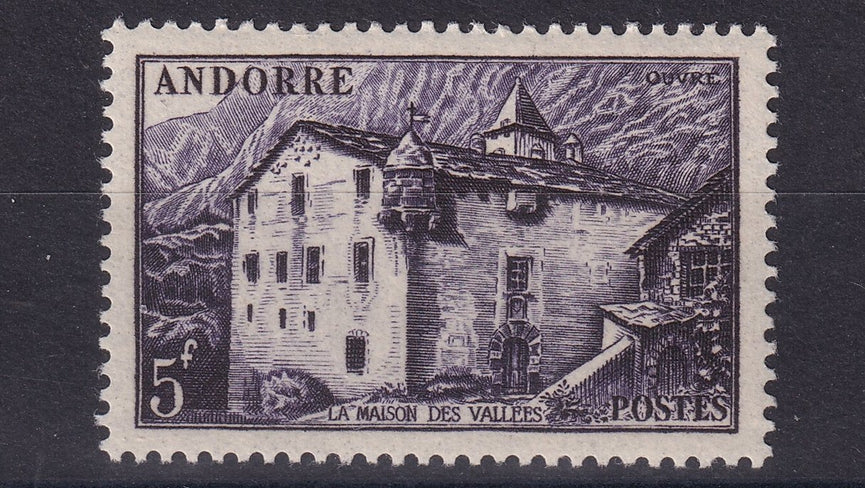 FRENCH ANDORRA SG F121 1951 5f Deep-Lilac MM