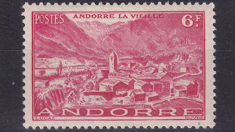 FRENCH ANDORRA SG F122 1945 6f Carmine MM