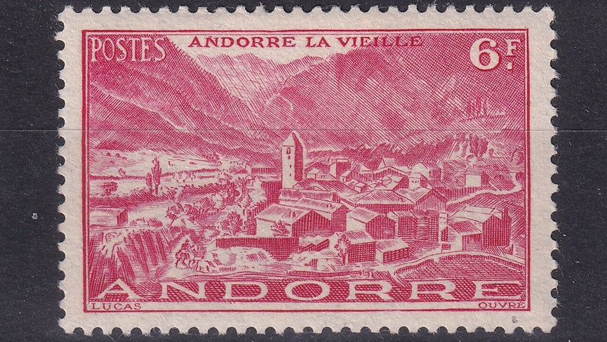 FRENCH ANDORRA SG F122 1945 6f Carmine MM