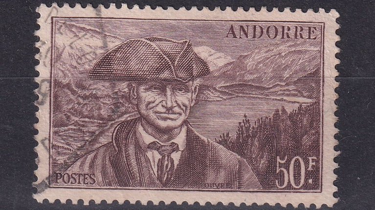 FRENCH ANDORRA SG F142a 1945 50f Chocolate VFU