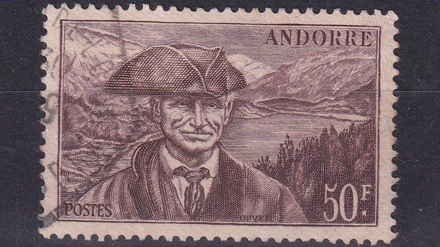 FRENCH ANDORRA SG F142a 1945 50f Chocolate VFU