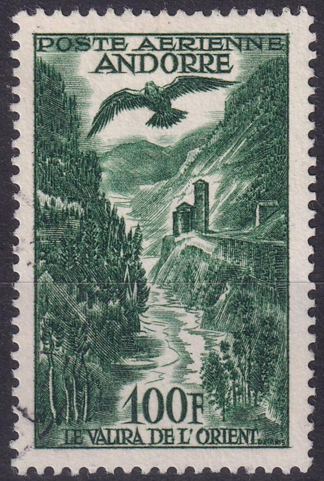 FRENCH ANDORRA SG F163 1955 100f Deep Green MM