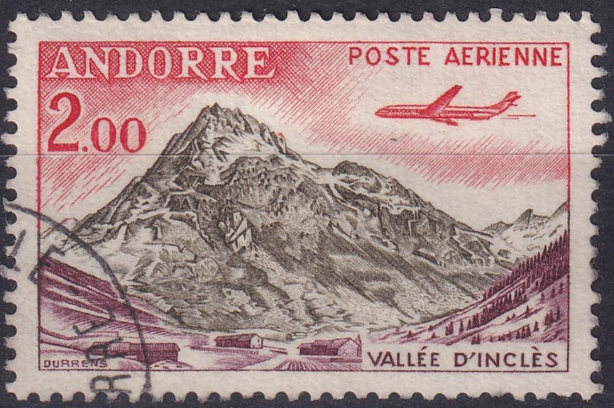 FRENCH ANDORRA SG F181 1961 2f Brown Olive & Scarlett VFU
