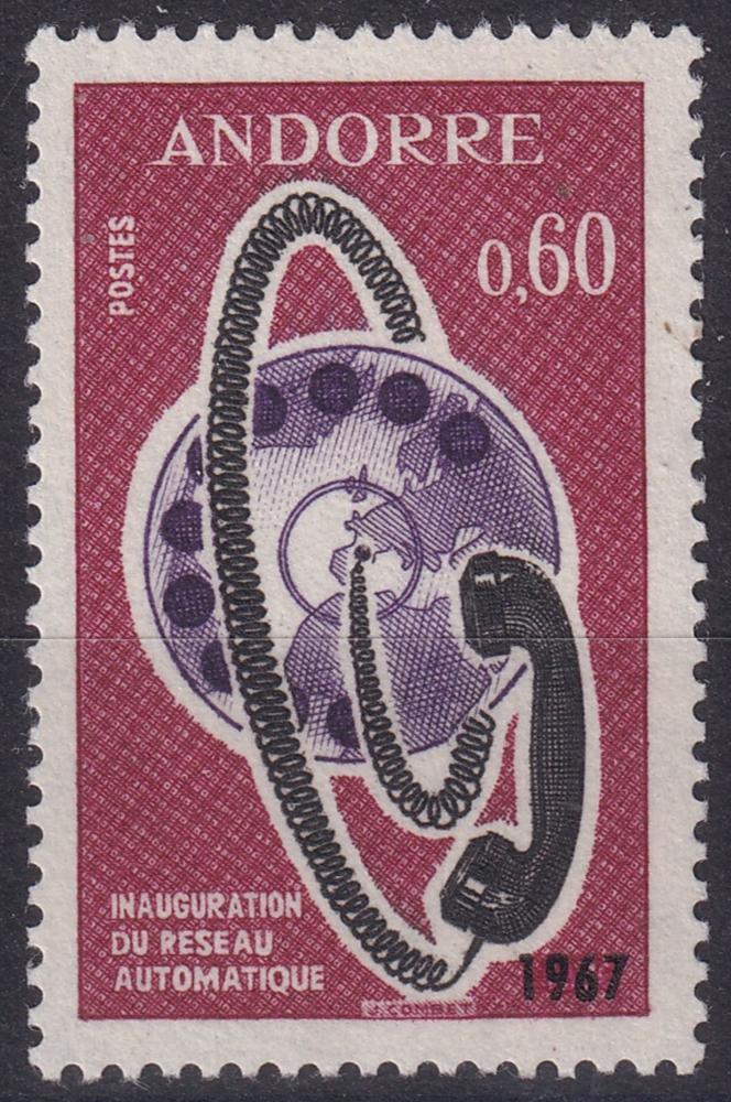 FRENCH ANDORRA SG F202 1967 Automatic Telephones 60c MNH