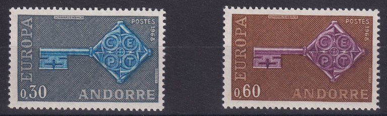 FRENCH ANDORRA SG F208 - 209 1968 EUROPA MNH