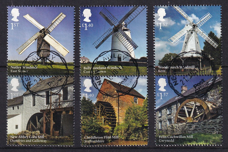 GB 2017 SG 3967-3972 Windmills & Watermills VFU