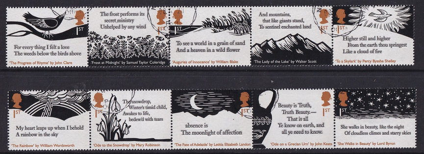 GB 2020 SG 4345-4354 The Romantic Poets VFU