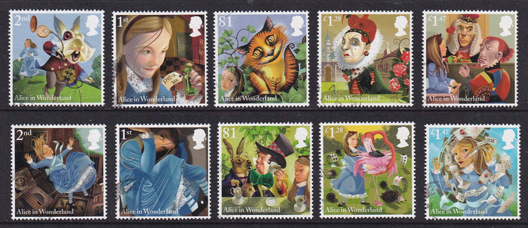 GB 2015 SG 3658-3667 Alice In Wonderland VFU