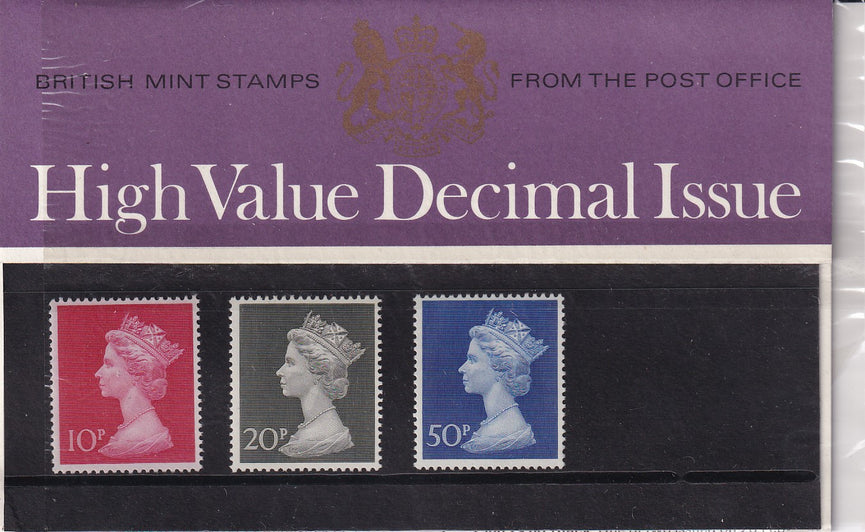GB 1970 PACK 18 10p - 50p (3 V) Decimal Machins Presentation Pack