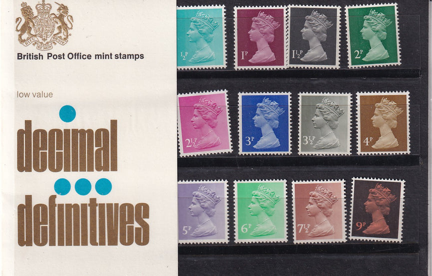 GB 1971 PACK 26 ½p - 9p Decimal Machins Presentation Pack