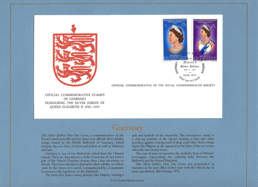GUERNSEY1977 SILVER JUBILEE ROYAL COMMONWEALTH SOCIETY FDC