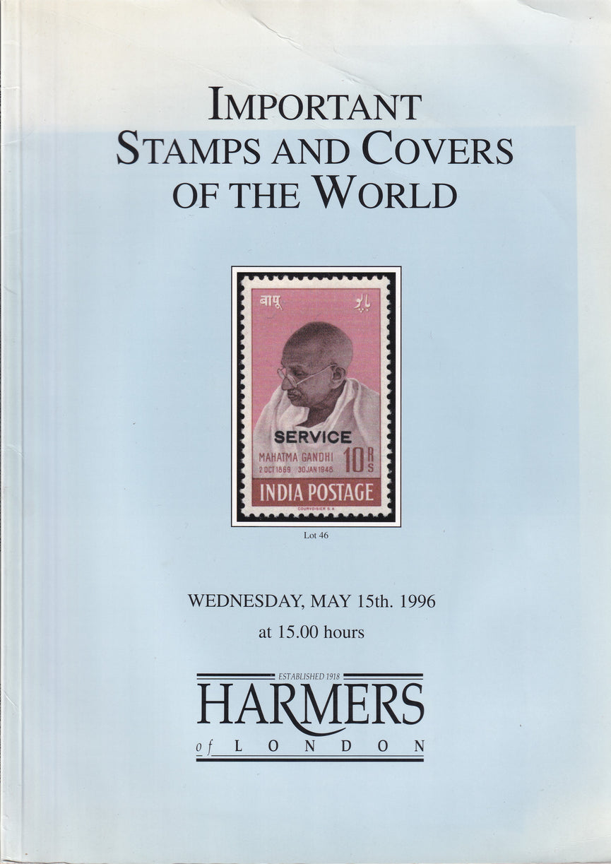 HARMERS 1996 15th MAY IMPORTANT STAMP COVERS OF THE WORLD